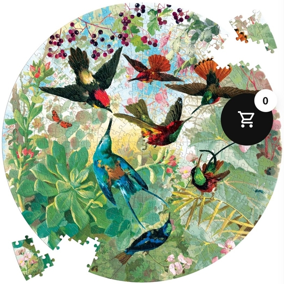 Eeboo Hummingbirds 500 Piece Round Puzzle - Picture 2 of 6
